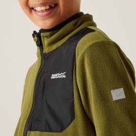 veste zippée enfant en polaire sherpa verte en déstockage