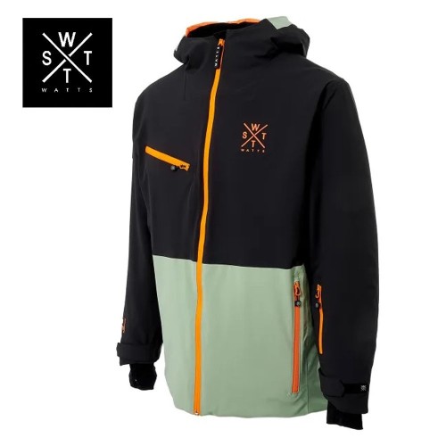 Veste de ski Watts pour homme noir et vert sauge pour le ski et le snowboard - en déstockage