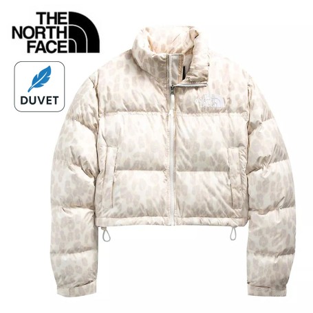 doudoune femme courte the north face tendance et imprimé léopard raffiné
