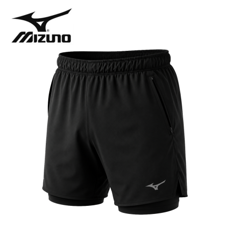 Short de running MIZUNO Core 7.5 Inches 2 in 1 Noir Homme