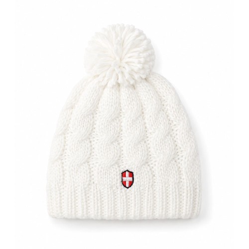 Bonnet de Ski Croix de Savoie Pompon Blanc Unisexe