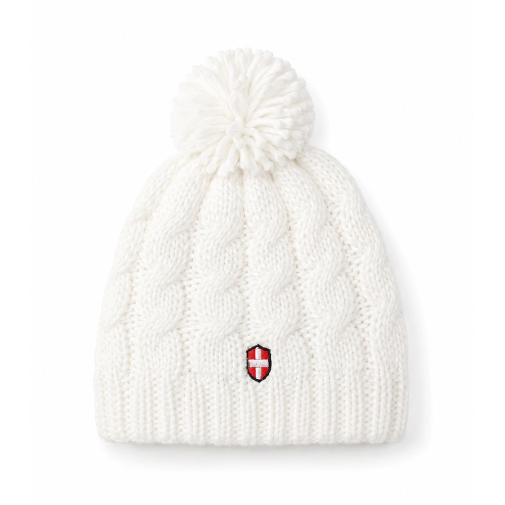Bonnet de Ski Croix de Savoie Pompon Blanc Unisexe
