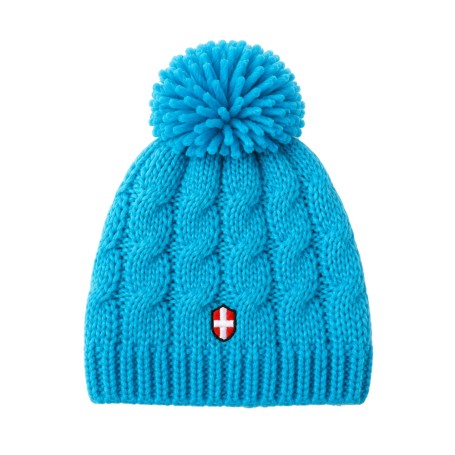 Bonnet de ski Croix de Savoie Pompon Bleu Clair Unisexe