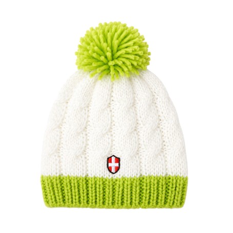 Bonnet de ski Croix de Savoie Pompon Blanc/vert Unisexe