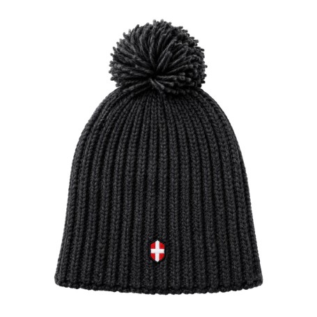 Bonnet de ski en laine Savoie Pompon Noir Unisexe