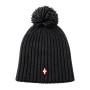 Bonnet de ski en laine Savoie Pompon Noir Unisexe