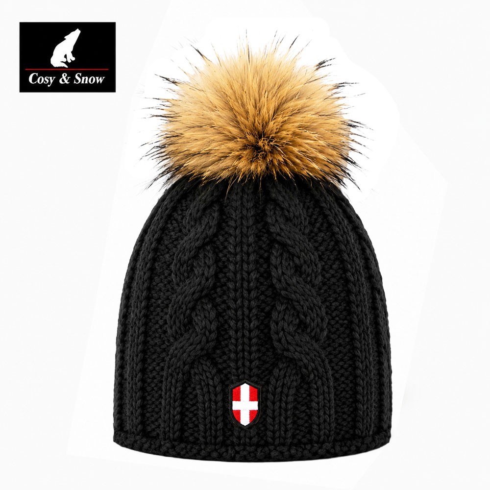 Bonnet de ski Pompon COSY & SNOW Eden Noir Femme