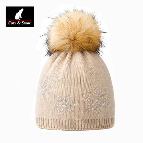 Bonnet Pompon COSY & SNOW Veronica Ecru Femme