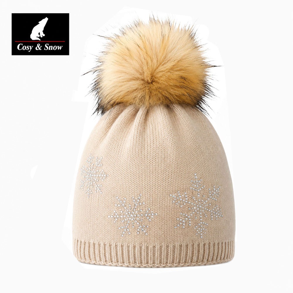 Bonnet Pompon COSY & SNOW Veronica Ecru Femme