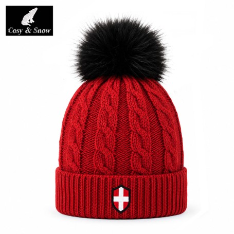 Bonnet de ski COSY & SNOW Steph Rouge Chiné Femme