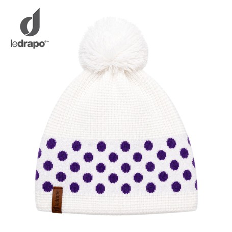 Bonnet LE DRAPO Pois Violet Blanc Femme