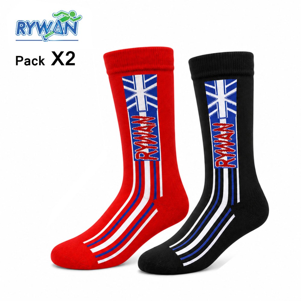 Chaussettes RYWAN Perform Noir / Rouge Junior (2 paires)