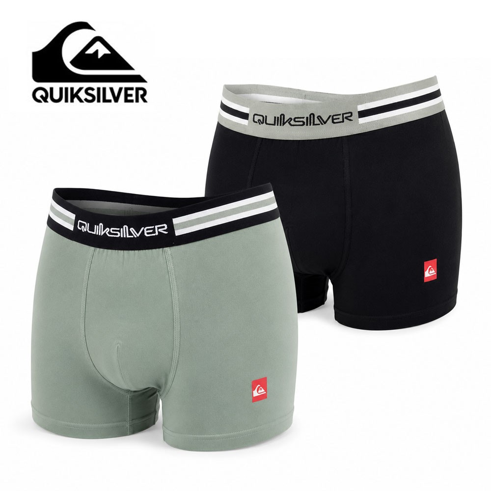 Boxer coton x 2 QUIKSILVER Noir/Vert Homme