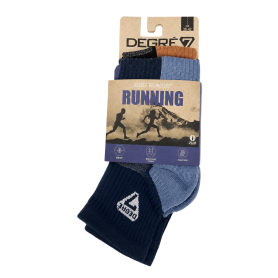Chaussettes running x2 DEGRE7 Bleu/Marron Homme