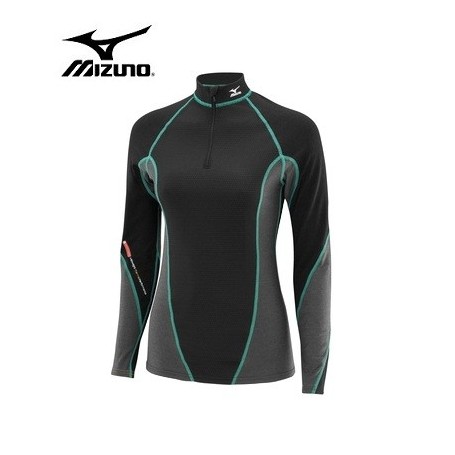 Maillot tech MIZUNO 1/2 zip Virtual Body Noir Femmes