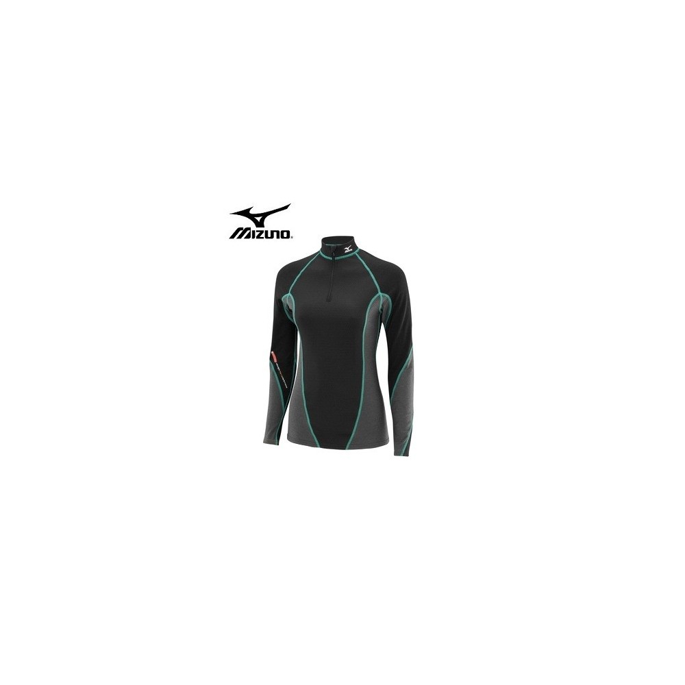 Maillot tech MIZUNO 1/2 zip Virtual Body Noir Femmes