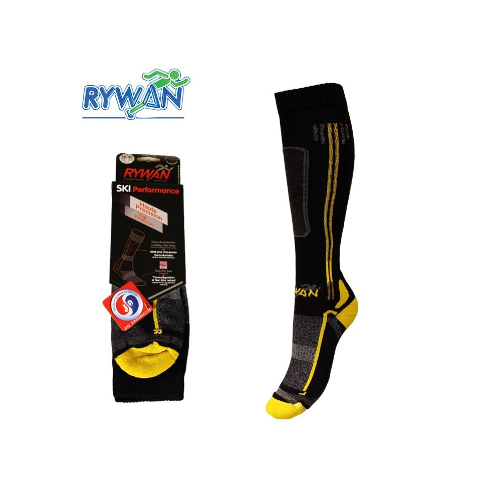 Chaussettes de ski  RYWAN Cortina Noir/Jaune Unisexe