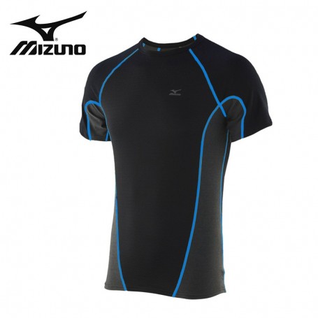 T-shirt thermique MIZUNO Jacquard Noir/Bleu Homme