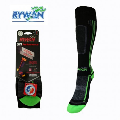 Chaussettes de ski RYWAN Cortina Noir / Vert Unisexe