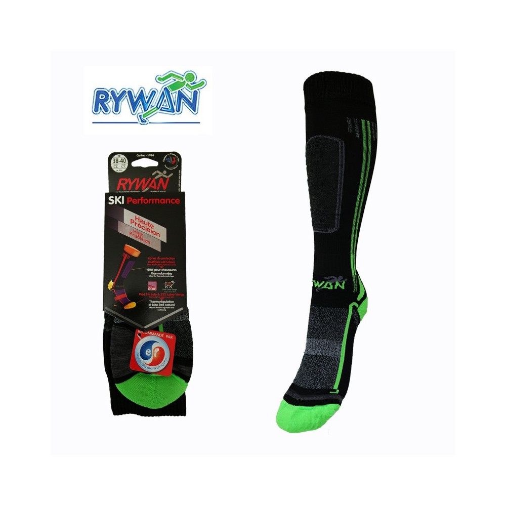 Chaussettes de ski  RYWAN Cortina Noir / Vert Unisexe