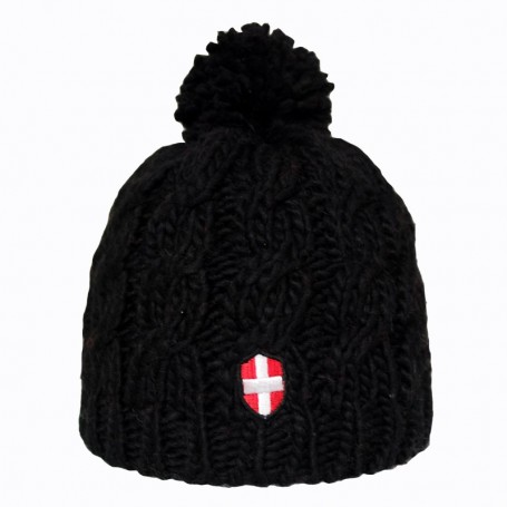 Bonnet de Ski Croix de Savoie Pompon Noir Unisexe