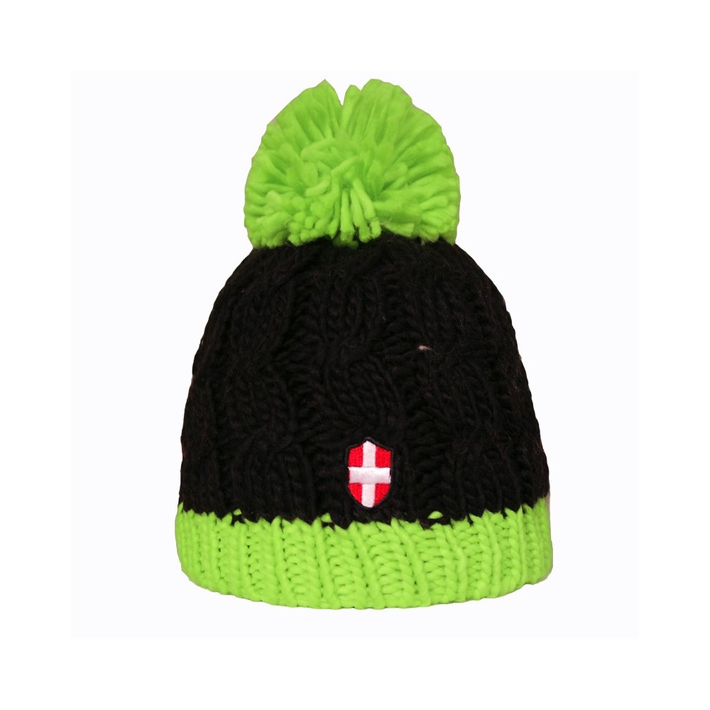 Bonnet de ski Croix de Savoie Pompon Noir/vert Unisexe