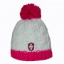 Bonnet de ski Croix de Savoie Pompon Blanc/Rose Unisexe