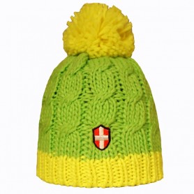 Bonnet de ski Croix de Savoie Pompon Vert/jaune Unisexe