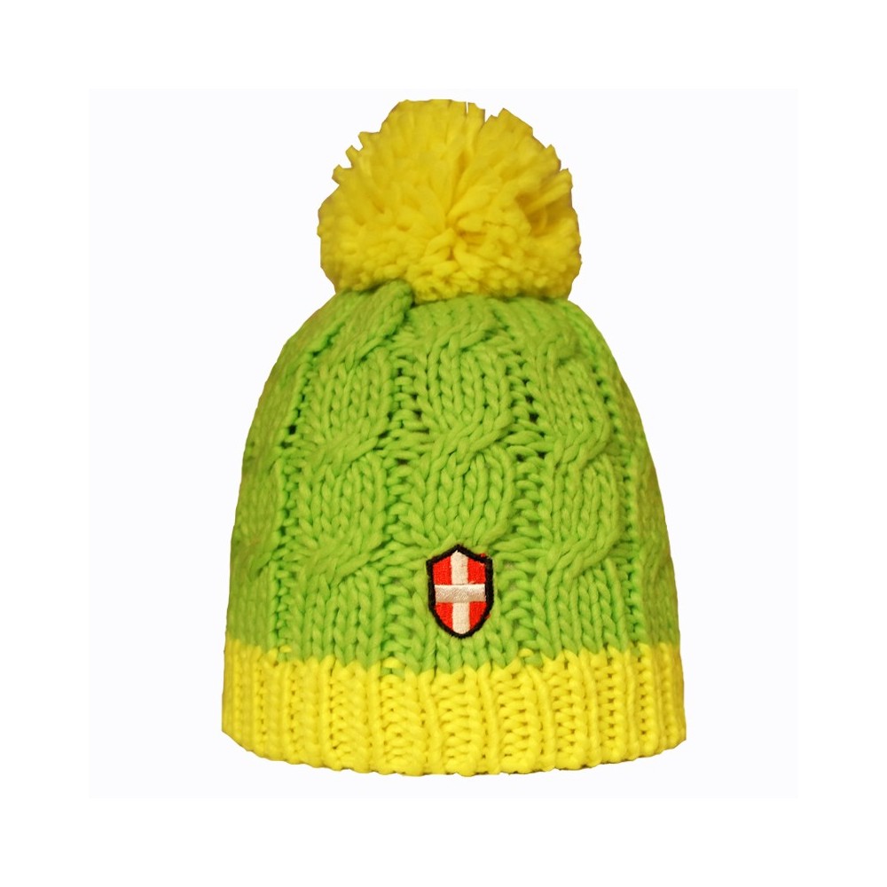 Bonnet de ski Croix de Savoie Pompon Vert/jaune Unisexe