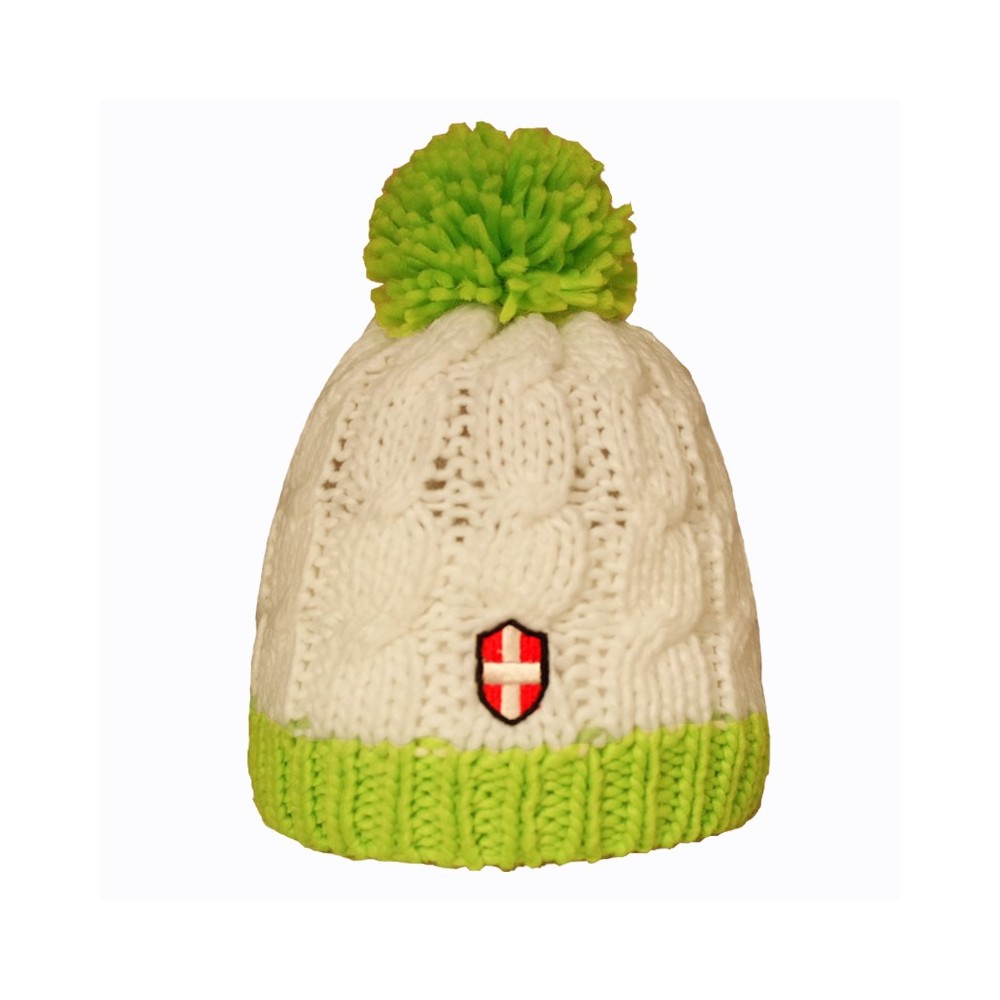 Bonnet de ski Croix de Savoie Pompon Blanc/vert Unisexe