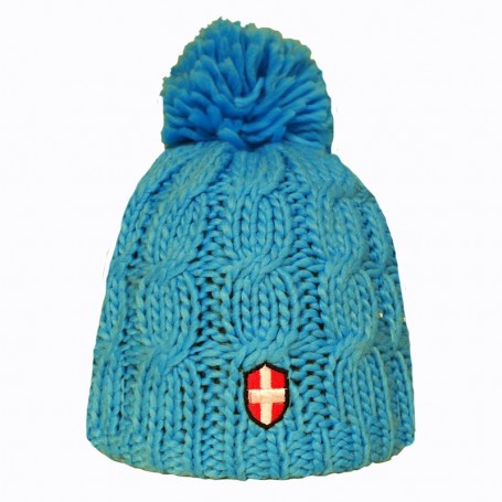 Bonnet de ski Croix de Savoie Pompon Bleu Clair Unisexe