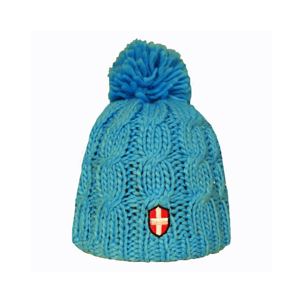 Bonnet de ski Croix de Savoie Pompon Bleu Clair Unisexe