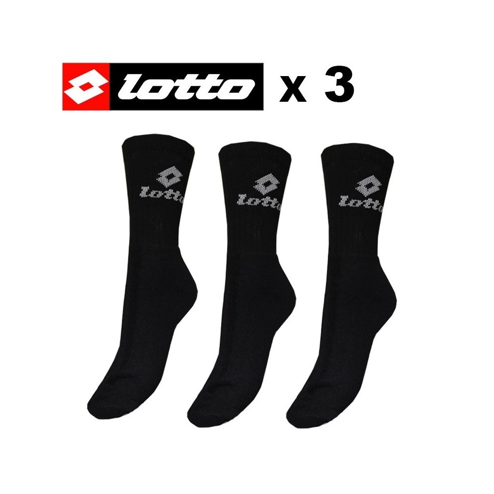 Chaussettes de tennis LOTTO Noires Hommes (X 3 paires)