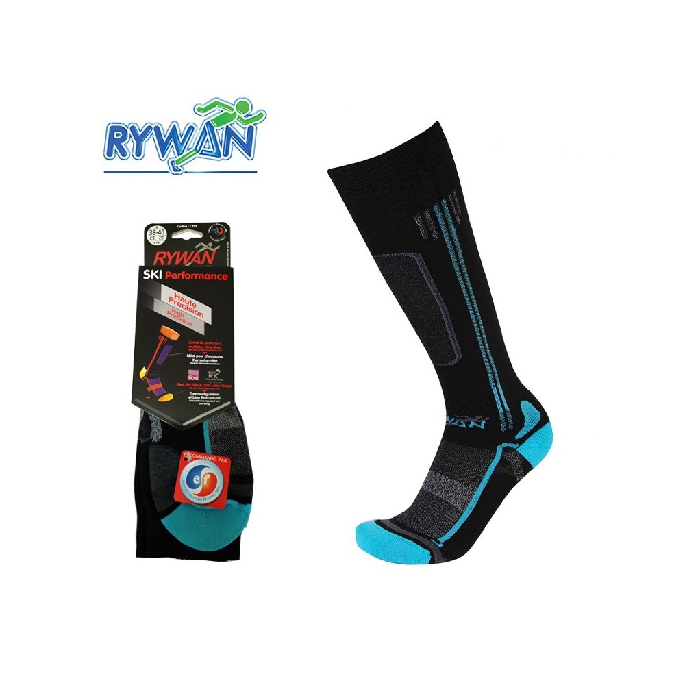 Chaussettes de ski RYWAN Cortina Noir / Bleu Unisexe