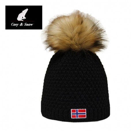 Bonnet de ski COSY & SNOW Norvégien Noir Unisexe Bonnet de ski COSY & SNOW Norvégien Noir Unisexe