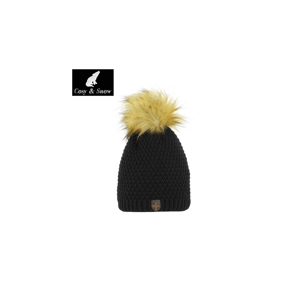 Bonnet de ski Pompon Cosy&Snow Nina Noir Unisexe