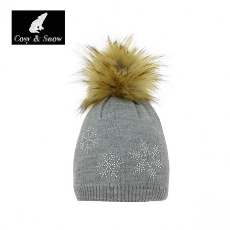 Bonnet chaud femme avec pompom