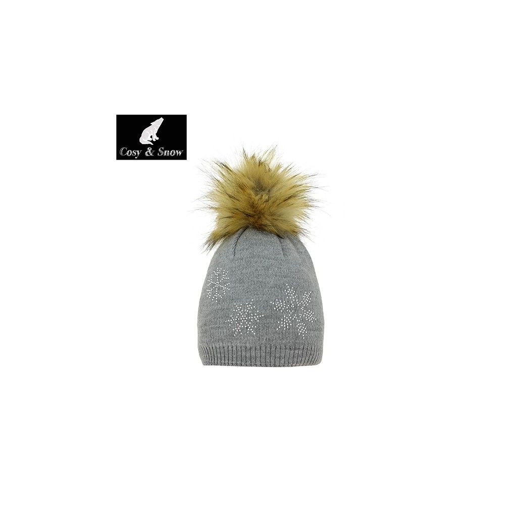 Bonnet chaud femme avec pompom