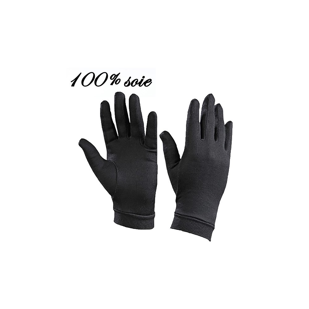 Gants 100% soie, naturelle, isolante et fine.