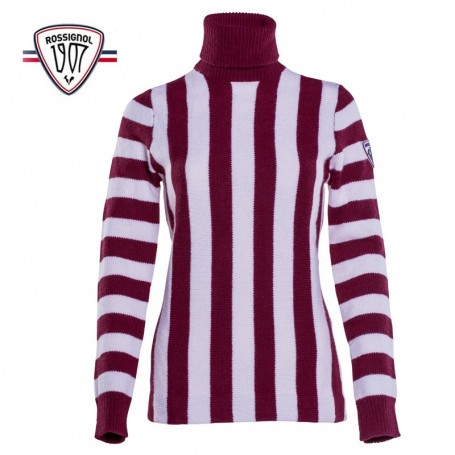 Pull ROSSIGNOL 1907 Origins Neck Roll Bordeaux Femme Pull ROSSIGNOL 1907 Origins Neck Roll Bordeaux Femme