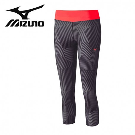 Collant MIZUNO Phenix 3/4 Tights Noir rayé Femme