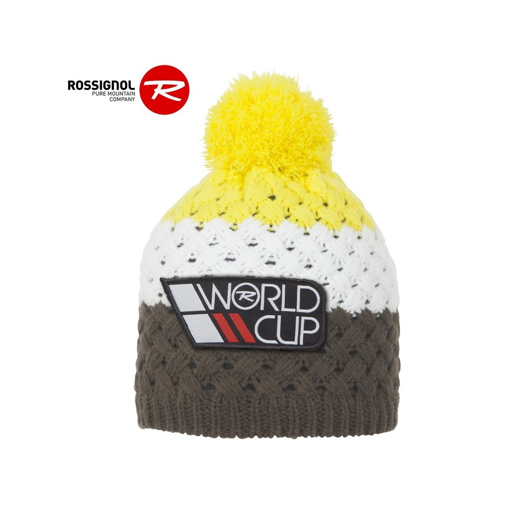 Bonnet de ski ROSSIGNOL World Cup Pompon Jaune / Kaki Junior