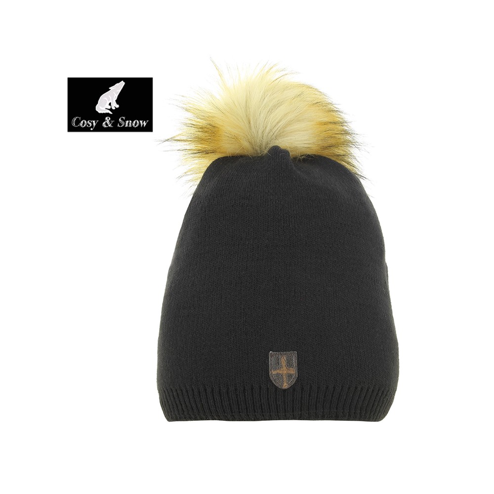 Bonnet tombant Cosy & Snow Angel Noir Femme