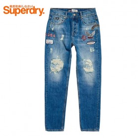 Jean SUPERDRY Harper Boyfriend Mid Wash Femme