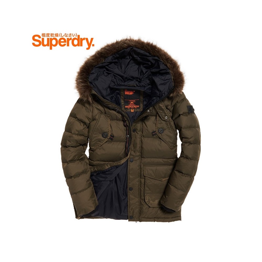 Parka SUPERDRY Longline Down Chinook Kaki Homme