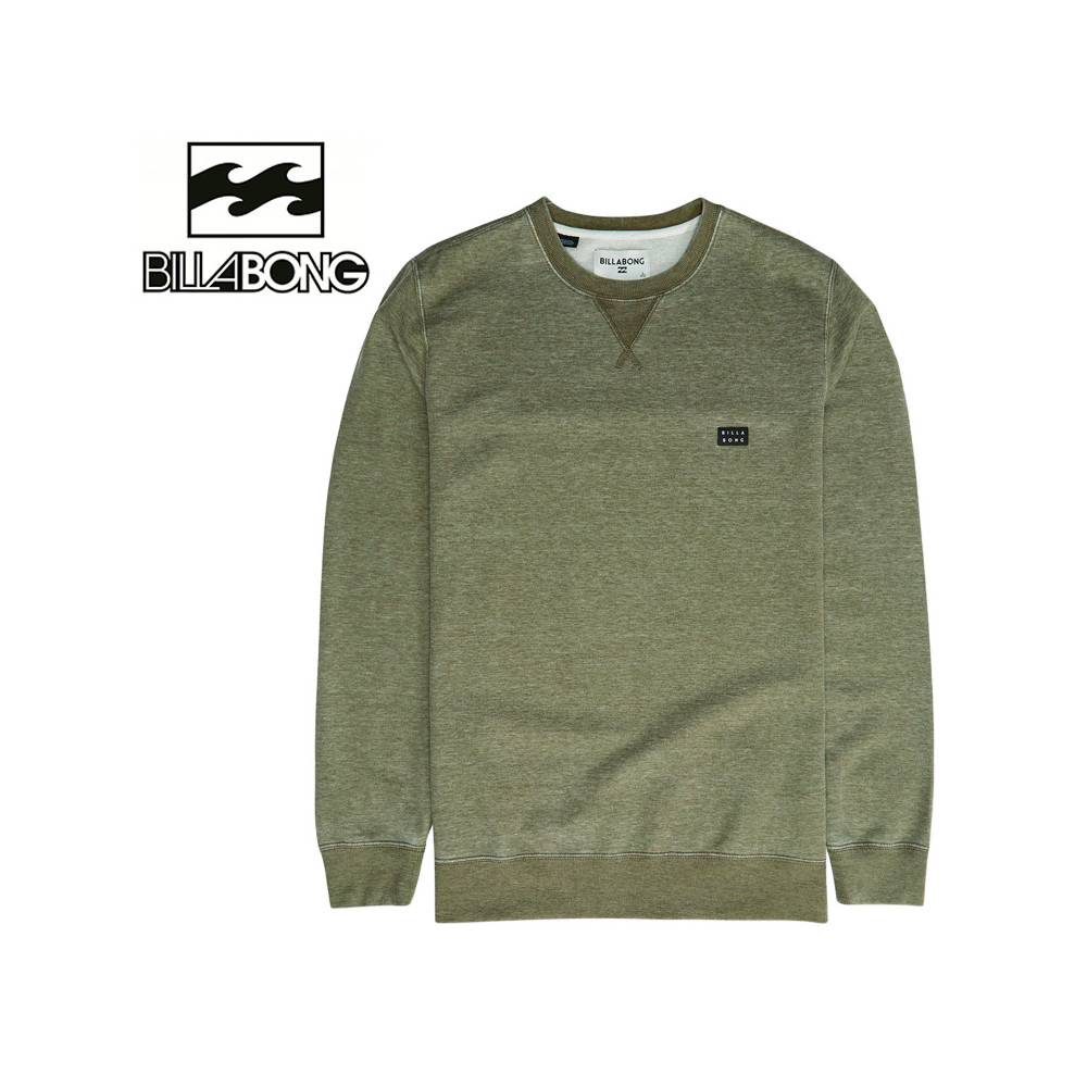 Sweat BILLABONG All Day Washed Crew Vert Homme