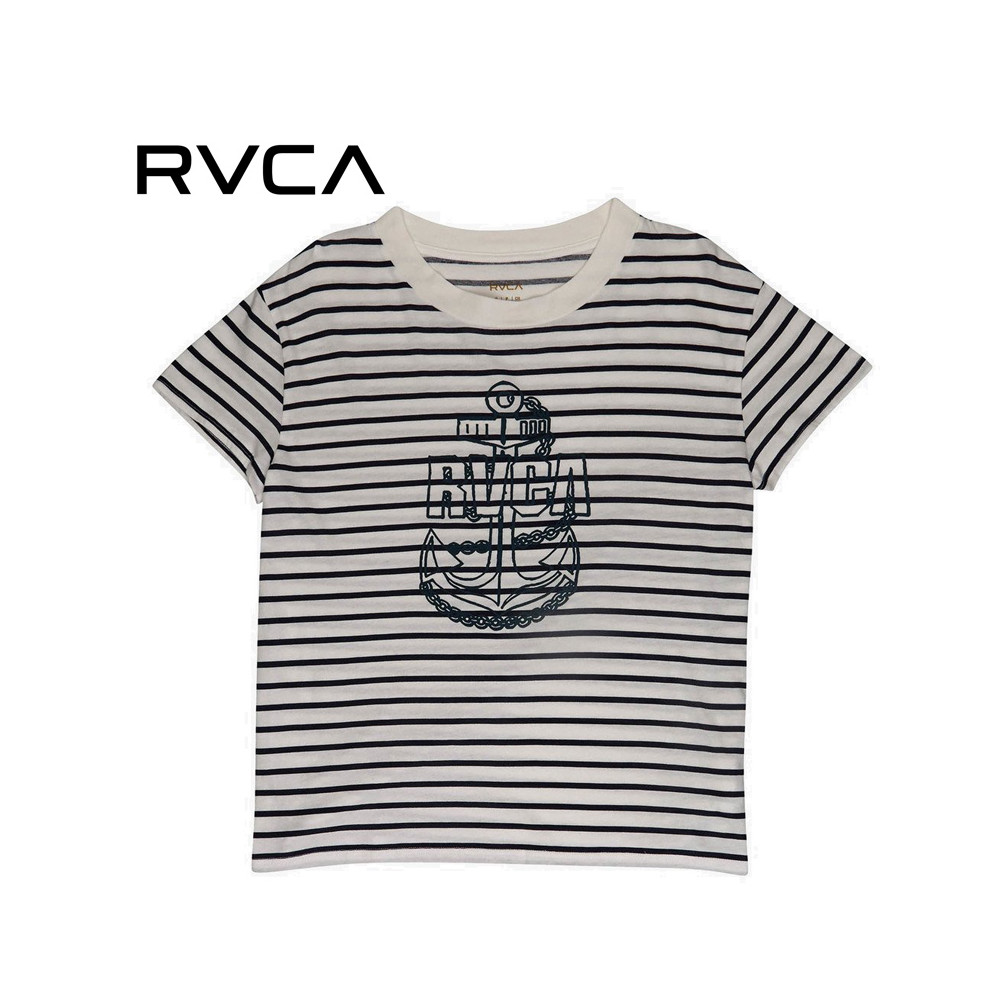 T-shirt RVCA Safe Harbor Tee Blanc / Bleu Femme