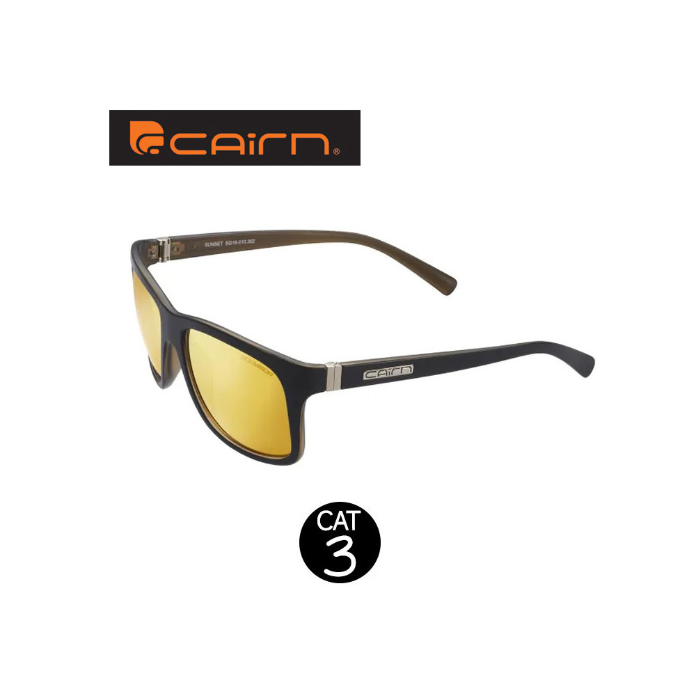 Lunettes de soleil CAIRN Kingdom Noir / Jaune Fluo Unisexe - Cat 3